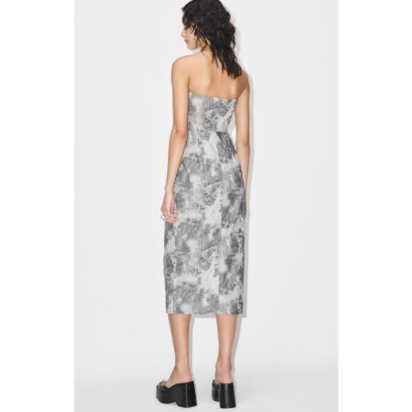Zara Grey Tie Dye Strapless Midi Dress Zip Front Cargo Dress Size Small - Picture 3 of 12